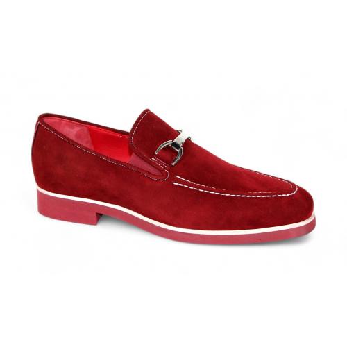 Emilio Franco "Nino II" Burgundy Genuine Italian Suede Leather With Bracelet Loafers.